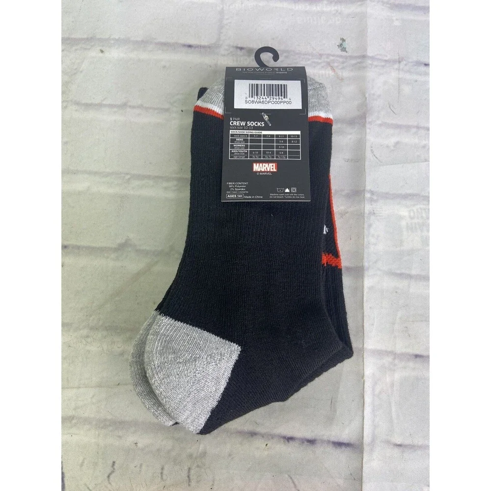 Marvel Deadpool Logo Character Men's Crew Novelty Socks 1 Pair Sock Size 10-13